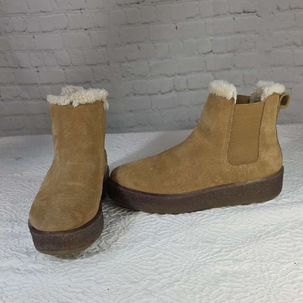 Madewell The Toasty Chelsea Boot‎ Suede Shearling Tan Size 8